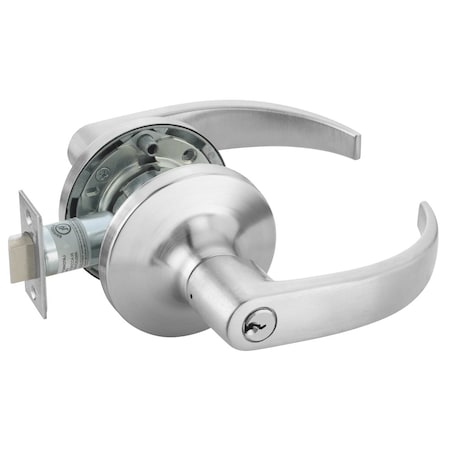 Fail Safe, 24V, Electrified Cylindrical Lock, PB Lever Design, REX Switch, Satin Chrome